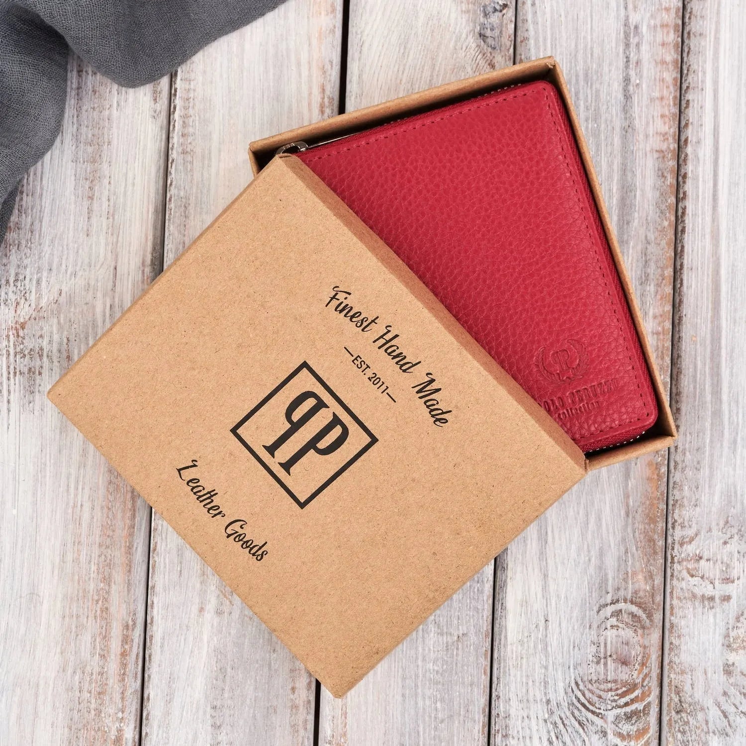 Paolo Peruzzi T-139-RD moteriška odinė piniginė su RFID apsauga, gili raudona spalva