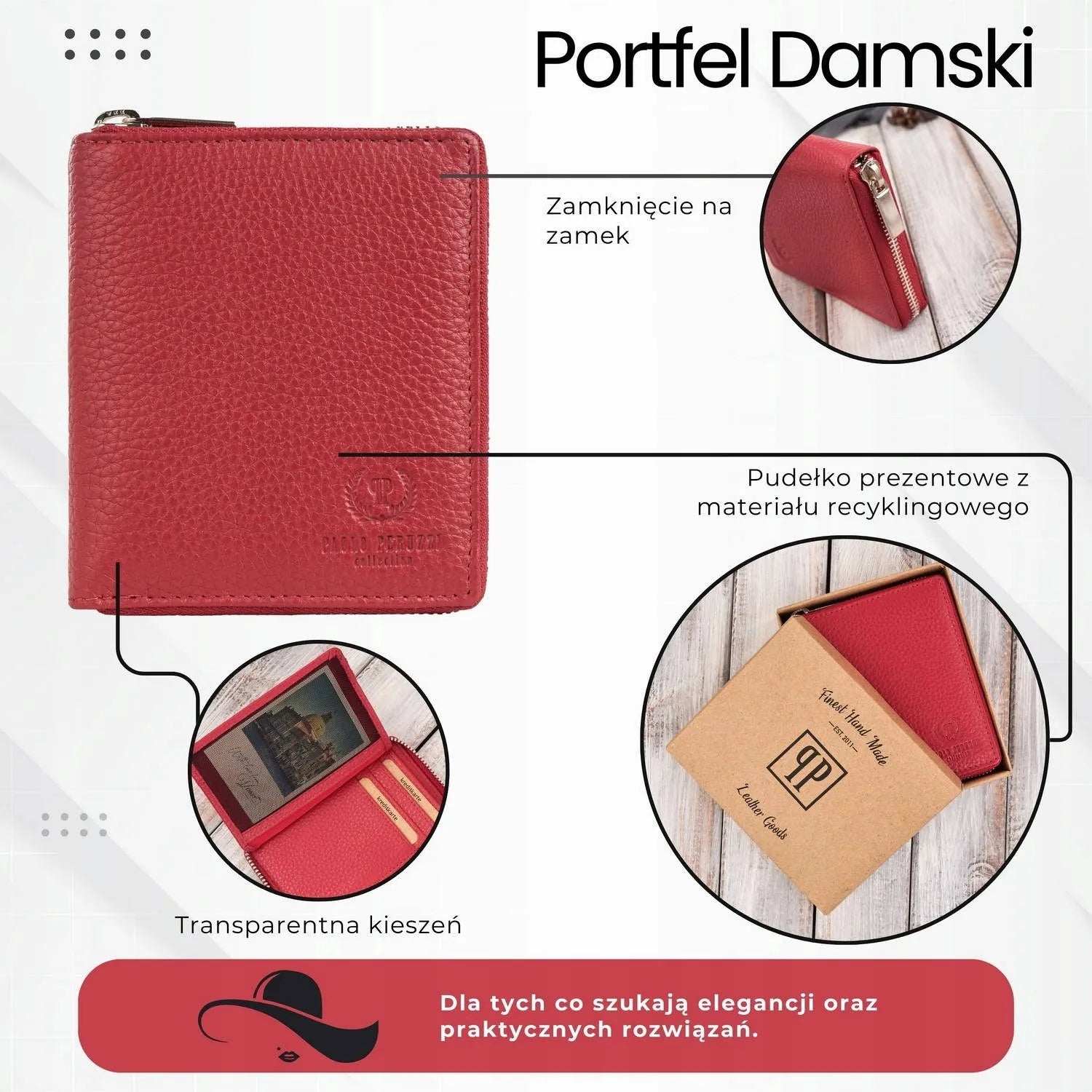 Paolo Peruzzi T-139-RD moteriška odinė piniginė su RFID apsauga, gili raudona spalva
