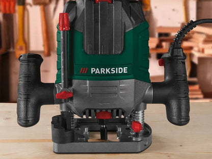Parkside elektrinė viršutinio frezavimo staklės POF 1200 F5, 1200 W + FREZŲ RINKINYS