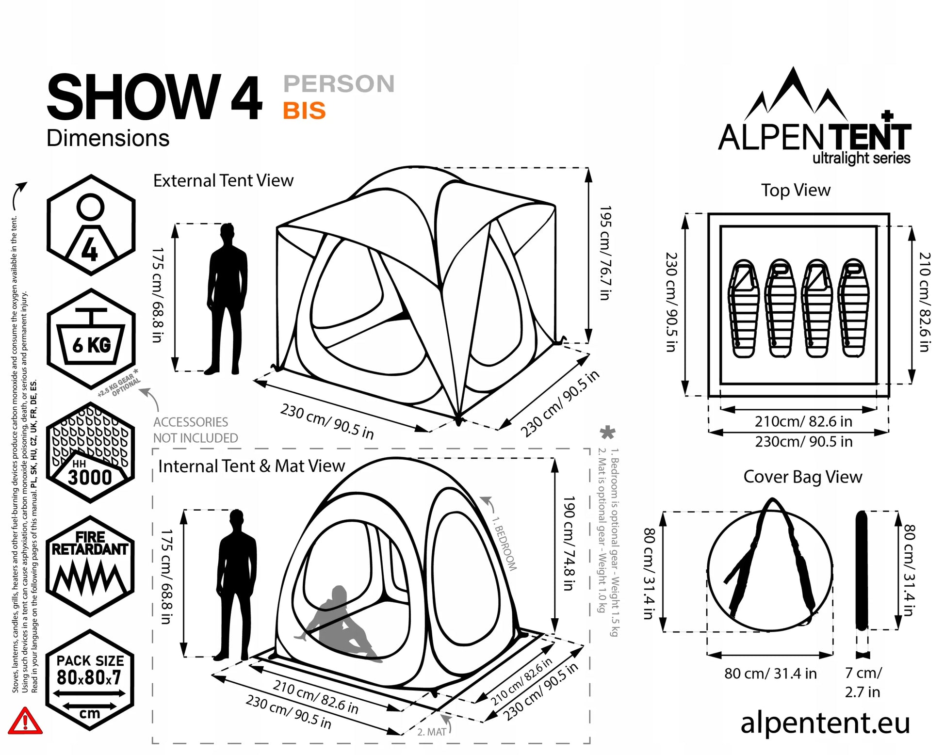 Parodinis 4 vietų savaime išsiskleidžiantis POP-UP palapinė AlpenTent Show 4 BIS