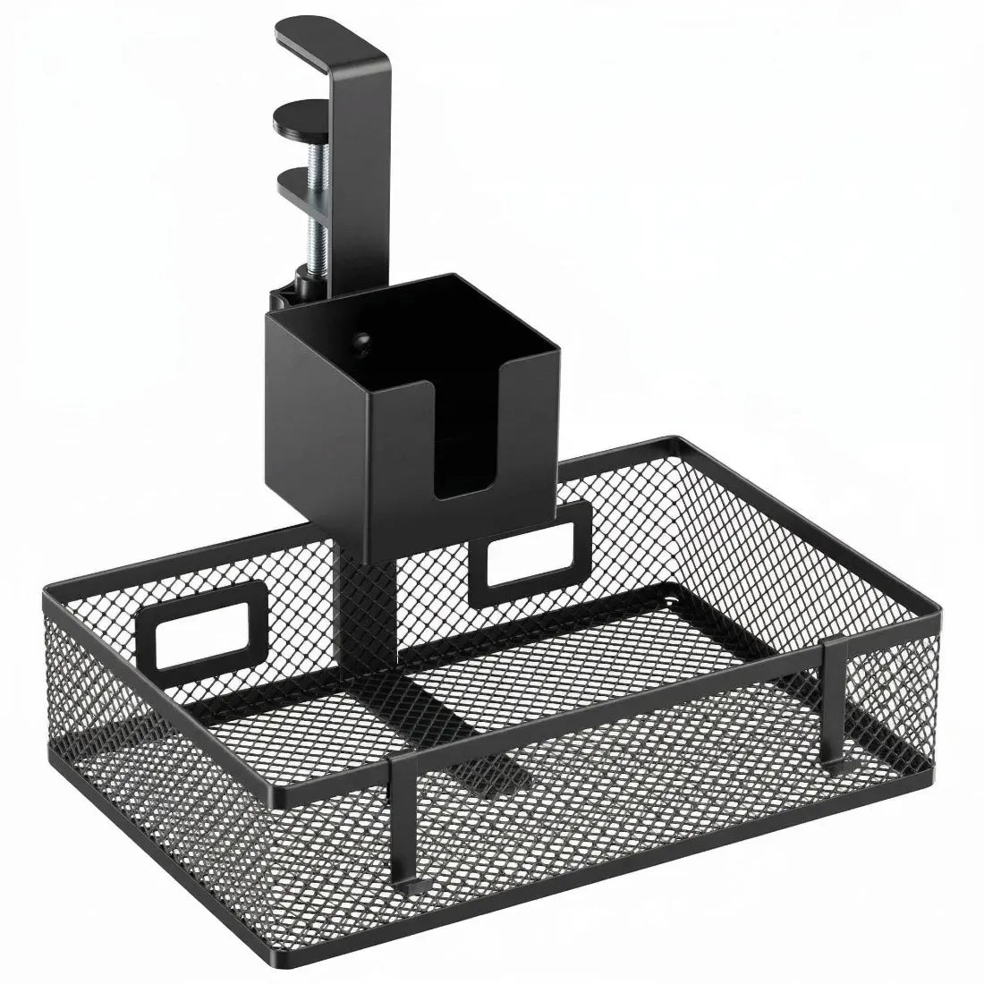 Paslėptas kabelių organizatorius po stalu Spacetronik 5 kg, sukamasis 25x18 cm, puodelio ir ausinių laikiklis