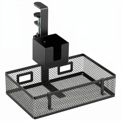 Paslėptas kabelių organizatorius po stalu Spacetronik 5 kg, sukamasis 25x18 cm, puodelio ir ausinių laikiklis
