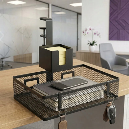 Paslėptas kabelių organizatorius po stalu Spacetronik 5 kg, sukamasis 25x18 cm, puodelio ir ausinių laikiklis