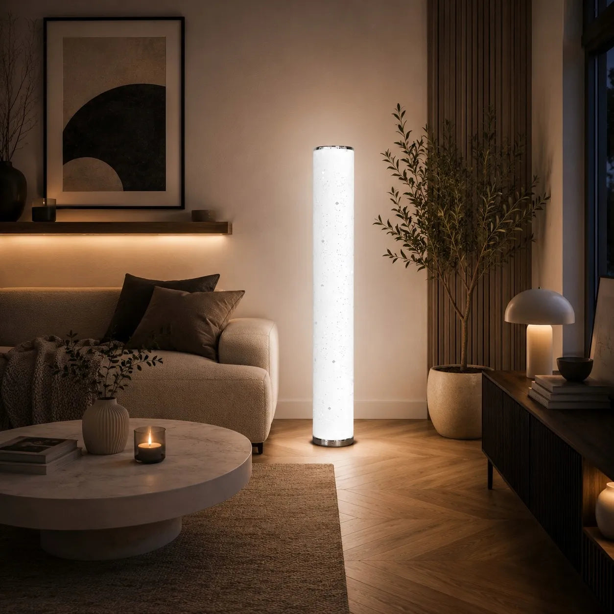 Pastatomas LED grindų šviestuvas Goldlux Stella, RGBW, muzikinis, su nuotolinio valdymo pulteliu, spalvotas, 103 cm