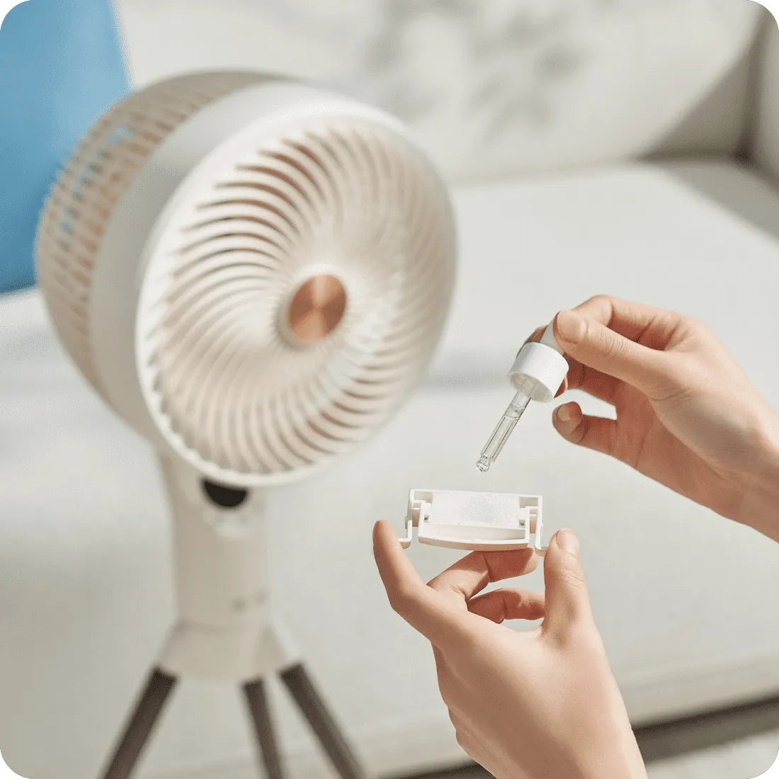 Pastatomas ventiliatorius Spacetronik AirPuff 3 – tylus, su aromaterapijos funkcija ir osciliacija