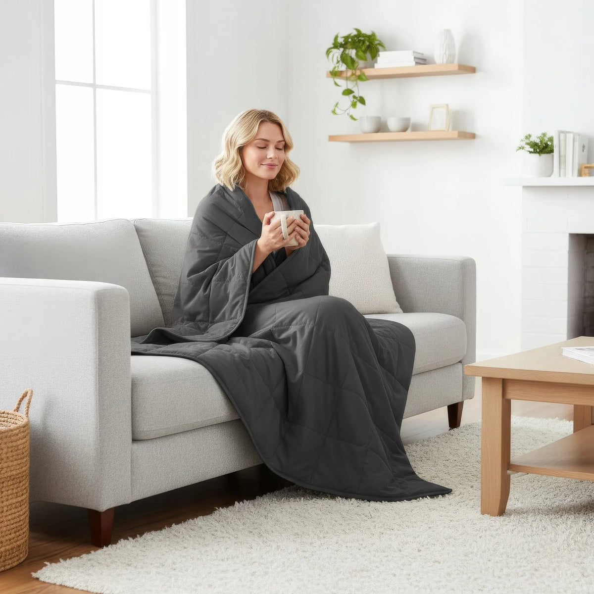 Pasunkinta antklodė SEVERNO Home Gravity 6, sensorinė, antistresinė, 150 × 200 cm, 6,8 kg, su krepšiu