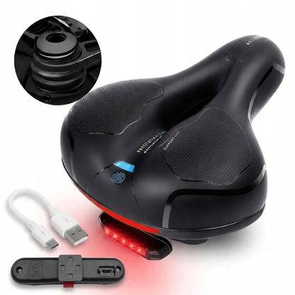 Patogus dviračio balnelis su atšvaitu ir USB LED lempute