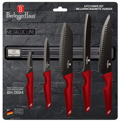 Peilių rinkinys su magnetine juosta Berlinger Haus Burgundy BH-269, 6 dalių
