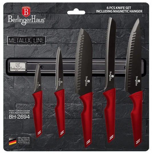 Peilių rinkinys su magnetine juosta Berlinger Haus Burgundy BH-269, 6 dalių
