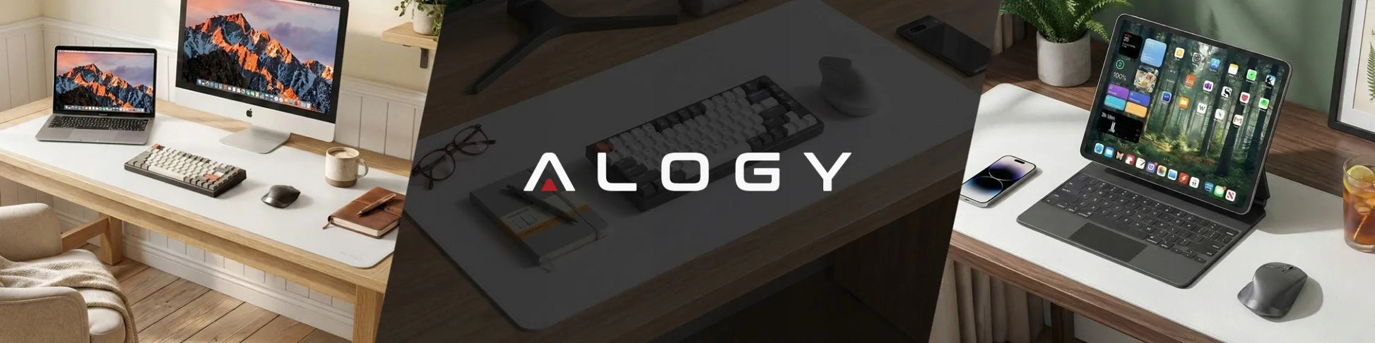 Pelės ir klaviatūros kilimėlis, stalo padėklas, 90x45 cm XL, ekologiška oda