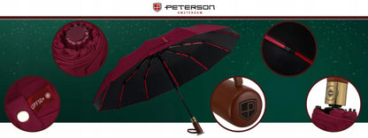 Peterson automatinis sulankstomas skėtis su dėklu, burgundo spalvos