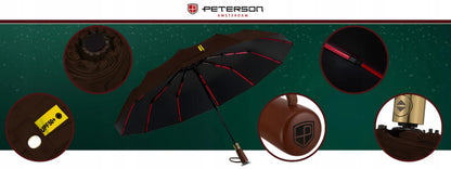 Peterson automatinis sulankstomas skėtis su dėklu, rudas