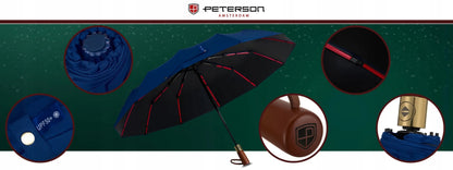 Peterson automatinis sulankstomas skėtis su dėklu, tamsiai mėlynas