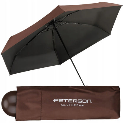 Peterson rankinis, sulankstomas skėtis su dėklu, rudas
