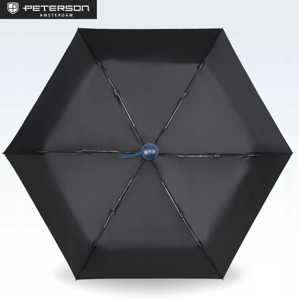Peterson rankinis sulankstomas skėtis su dėklu, tamsiai mėlynas