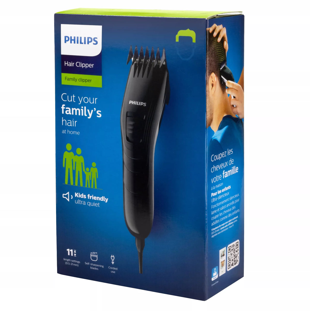 „Philips“ plaukų kirpimo mašinėlė su reguliuojamu antgaliu ir dėklu