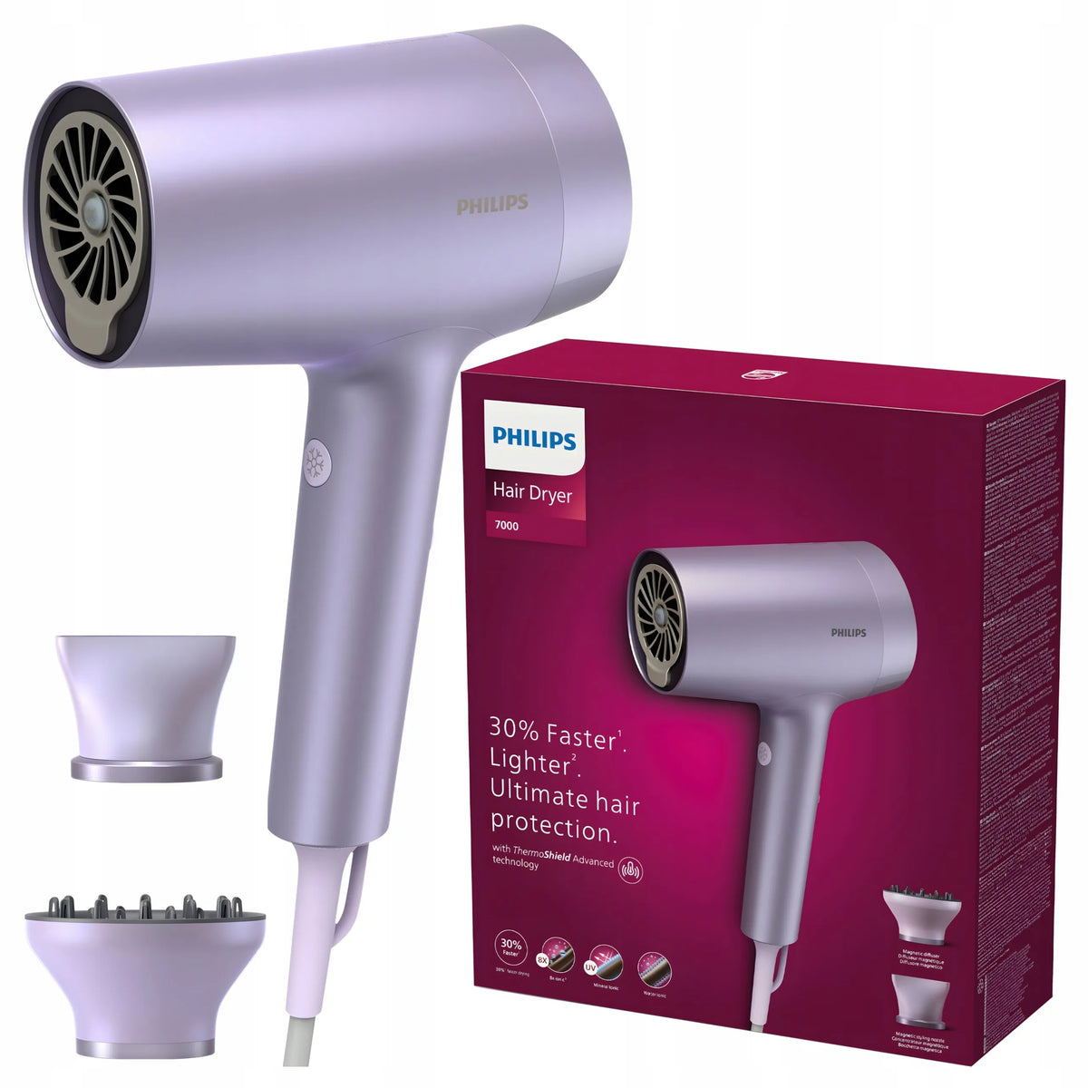 „Philips Series 7000 BHD720/10“ plaukų džiovintuvas su „ThermoShield Advanced“, 1800 W