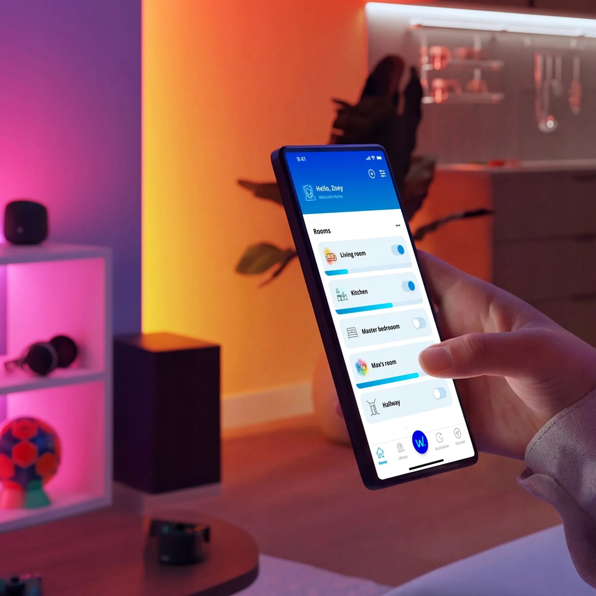 PHILIPS SMART LED žaidimų RGBIC šviesos juostų rinkinys, WiFi, WiZ programėlė, 2 vnt.