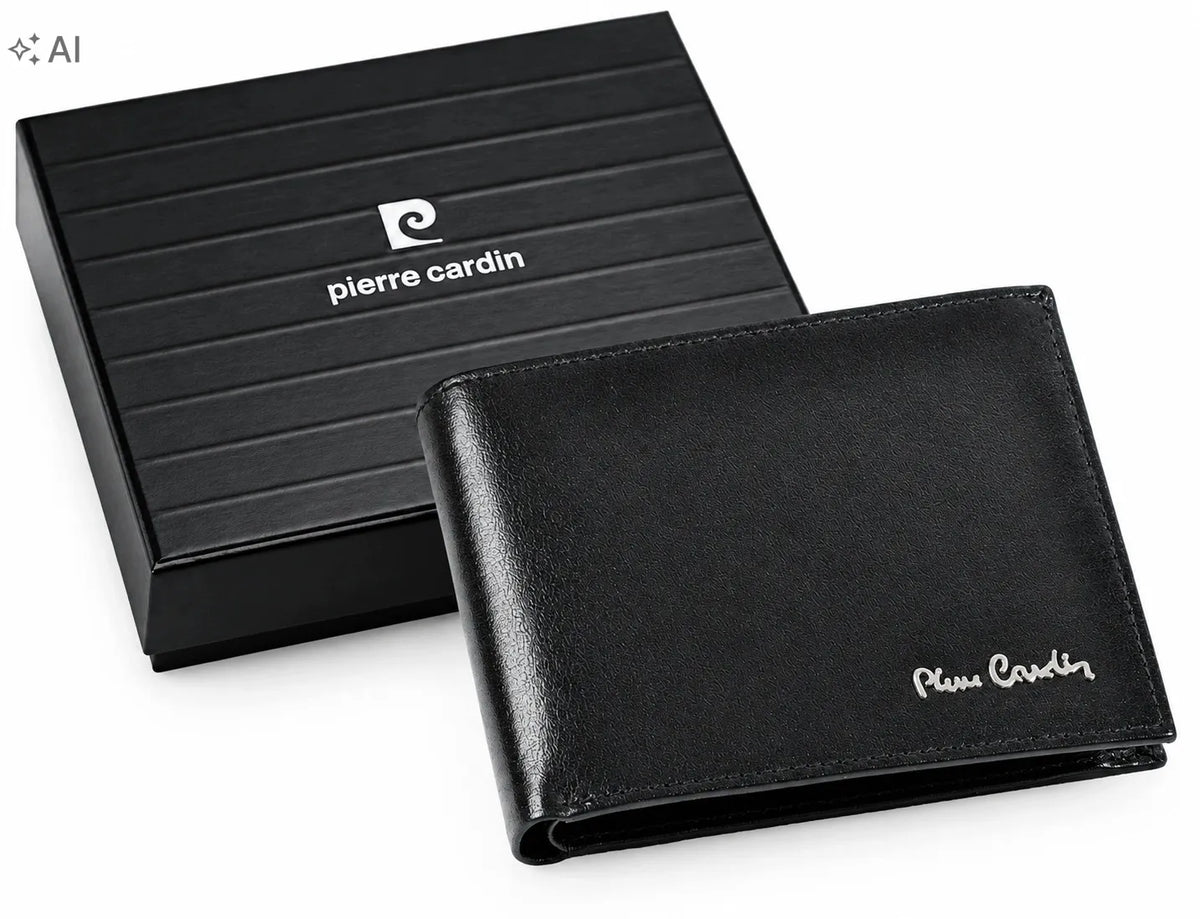 „Pierre Cardin“ vyriška natūralios odos piniginė su RFID apsauga, juoda, originali, dovanų dėžutėje