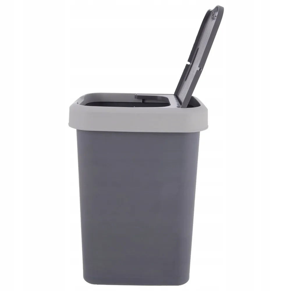 Pilka plastikinė šiukšliadėžė su dangčiu, 25 l, virtuvei, vonios kambariui ir biurui