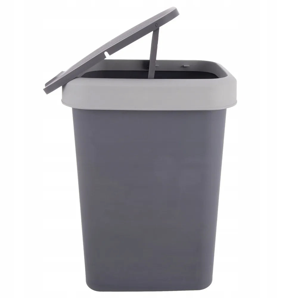 Pilka plastikinė šiukšliadėžė su dangčiu, 25 l, virtuvei, vonios kambariui ir biurui