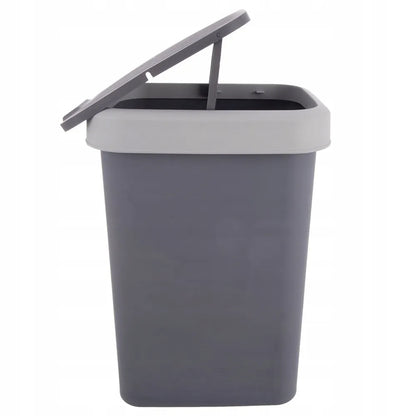Pilka plastikinė šiukšliadėžė su dangčiu, 25 l, virtuvei, vonios kambariui ir biurui