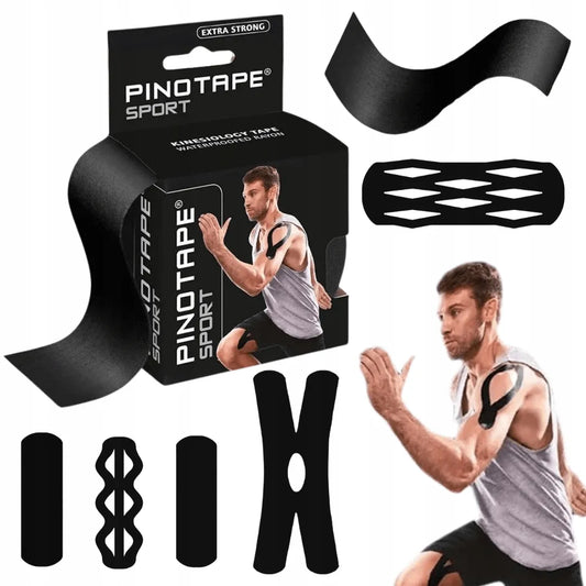 PINO PINOTAPE SPORT profesionali stipri kineziologinė juosta sportininkams, juoda, 5 m