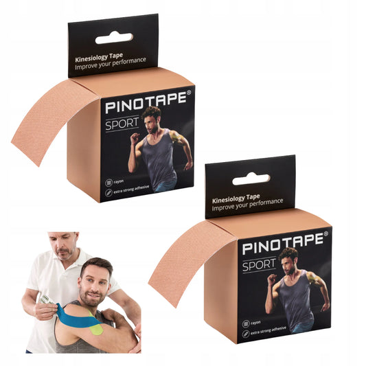 PINO PINOTAPE SPORT vandeniui atspari kineziologinė juosta, 5 cm × 5 m, kūno spalvos, 2 vnt.