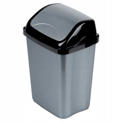 Plastikinė šiukšliadėžė su atverčiama sklende, 10 l, pilka
