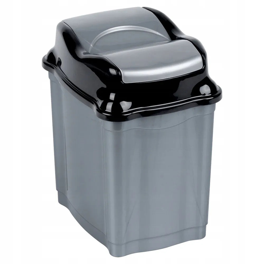 Plastikinė šiukšliadėžė su pasukamu dangteliu, 5 l, pilka, voniai, virtuvei ir biurui