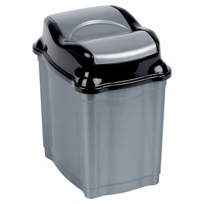 Plastikinė šiukšliadėžė su pasukamu dangteliu, 5 l, pilka, voniai, virtuvei ir biurui