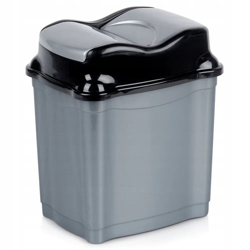 Plastikinė šiukšliadėžė su pasukamu dangteliu, 5 l, pilka, voniai, virtuvei ir biurui