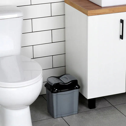 Plastikinė šiukšliadėžė su pasukamu dangteliu, 5 l, pilka, voniai, virtuvei ir biurui