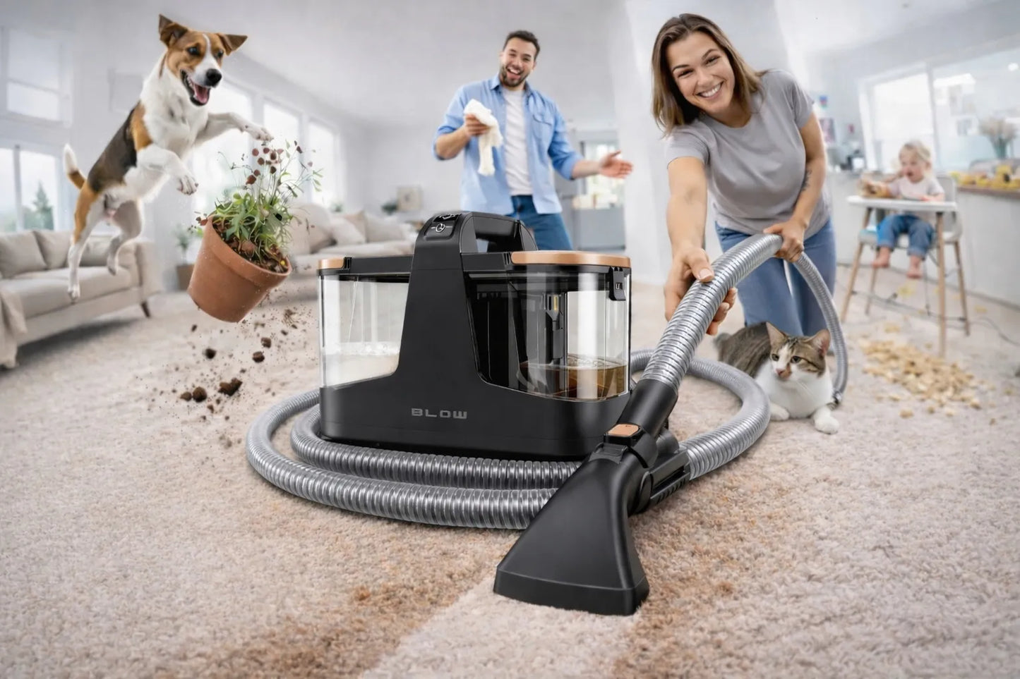 Plaukų ir kilimų plovimo siurblys BLOW WDC600 600 W, drėgnas ir sausas valymas