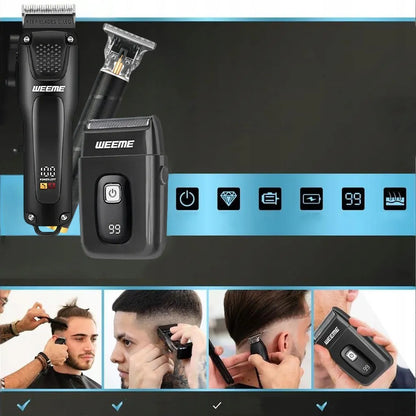 Plaukų kirpimo mašinėlių ir trimerių rinkinys, USB įkraunamas, Barber stiliaus