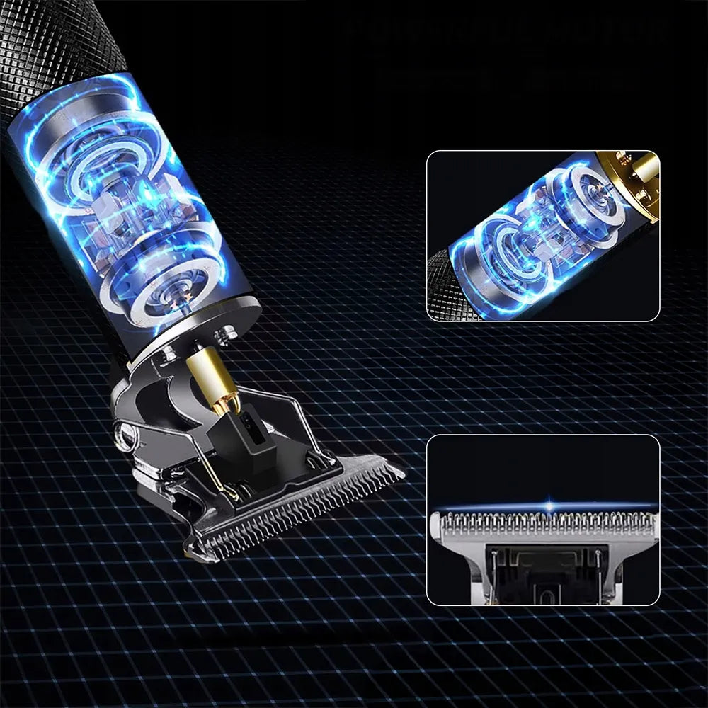 Plaukų kirpimo mašinėlių ir trimerių rinkinys, USB įkraunamas, Barber stiliaus