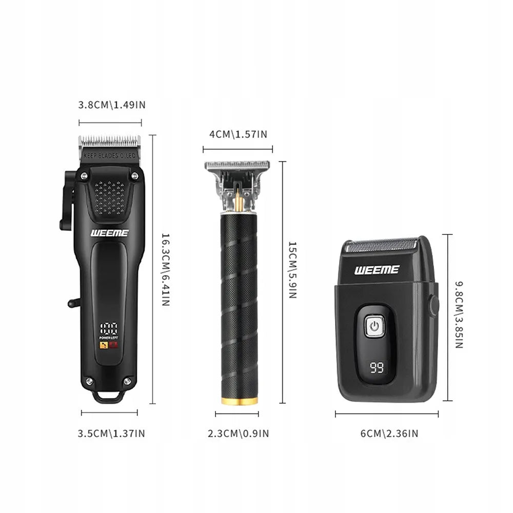 Plaukų kirpimo mašinėlių ir trimerių rinkinys, USB įkraunamas, Barber stiliaus