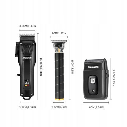 Plaukų kirpimo mašinėlių ir trimerių rinkinys, USB įkraunamas, Barber stiliaus