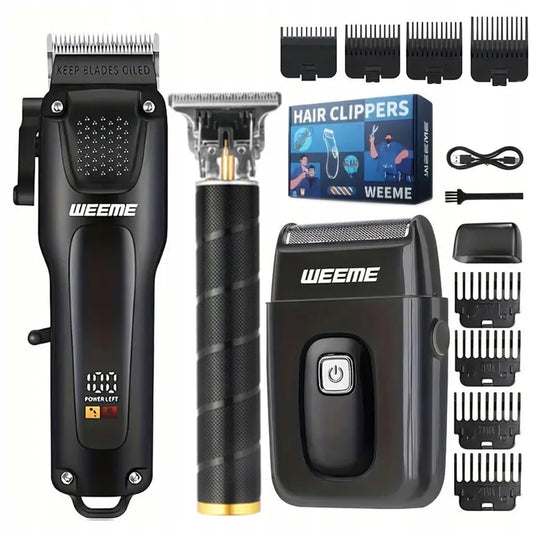 Plaukų kirpimo mašinėlių ir trimerių rinkinys, USB įkraunamas, Barber stiliaus