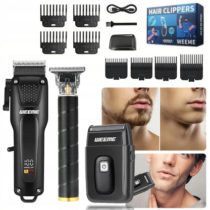 Plaukų kirpimo mašinėlių ir trimerių rinkinys, USB įkraunamas, Barber stiliaus