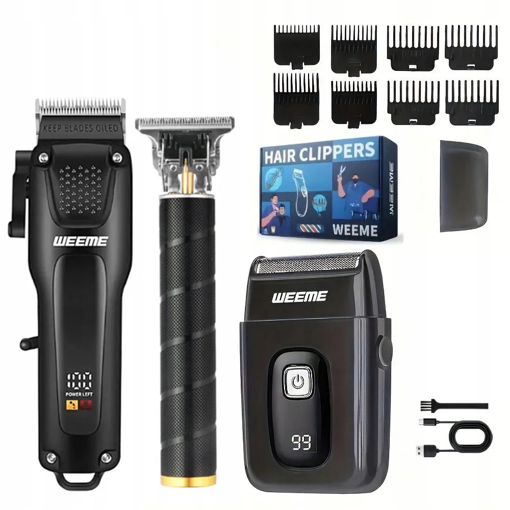 Plaukų kirpimo mašinėlių ir trimerių rinkinys, USB įkraunamas, Barber stiliaus