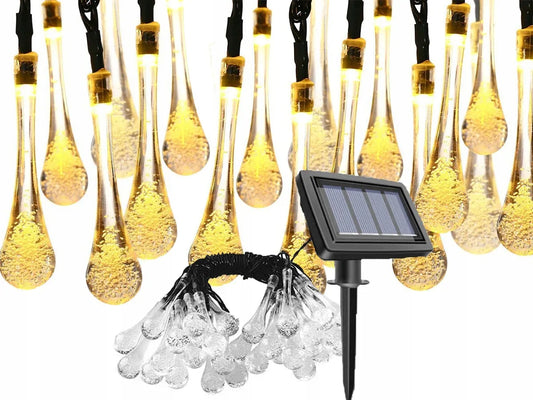 POLIFACH saulės energija valdoma LED girlianda, formos dekoratyviniai lašeliai, 580 cm