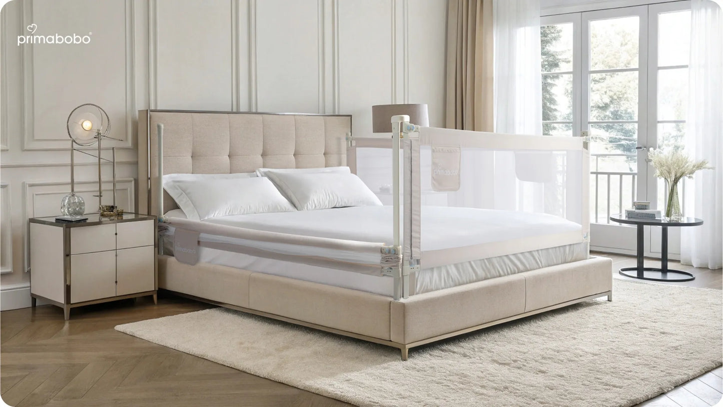PRIMABOBO apsauginis lovos aptvaras CLASSIC 140 cm vaikams, aukštas, smėlio spalvos