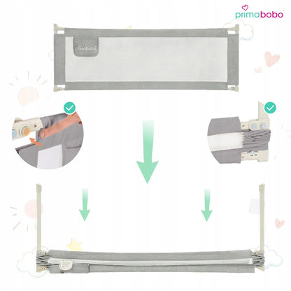 PRIMABOBO Apsauginis lovos barjeras CLASSIC 180 cm vaikams, aukštas, pilkas