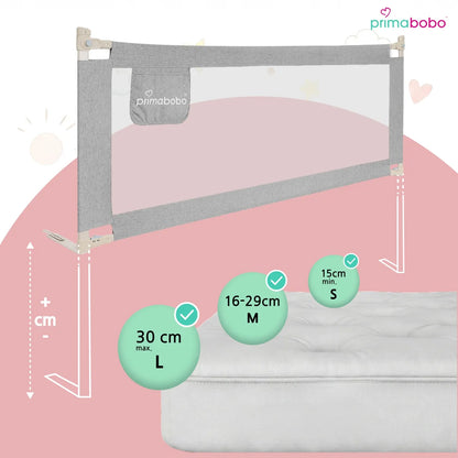 PRIMABOBO apsauginis lovos barjeras CLASSIC 200x140cm 3 vnt. sulankstomas PILKAS