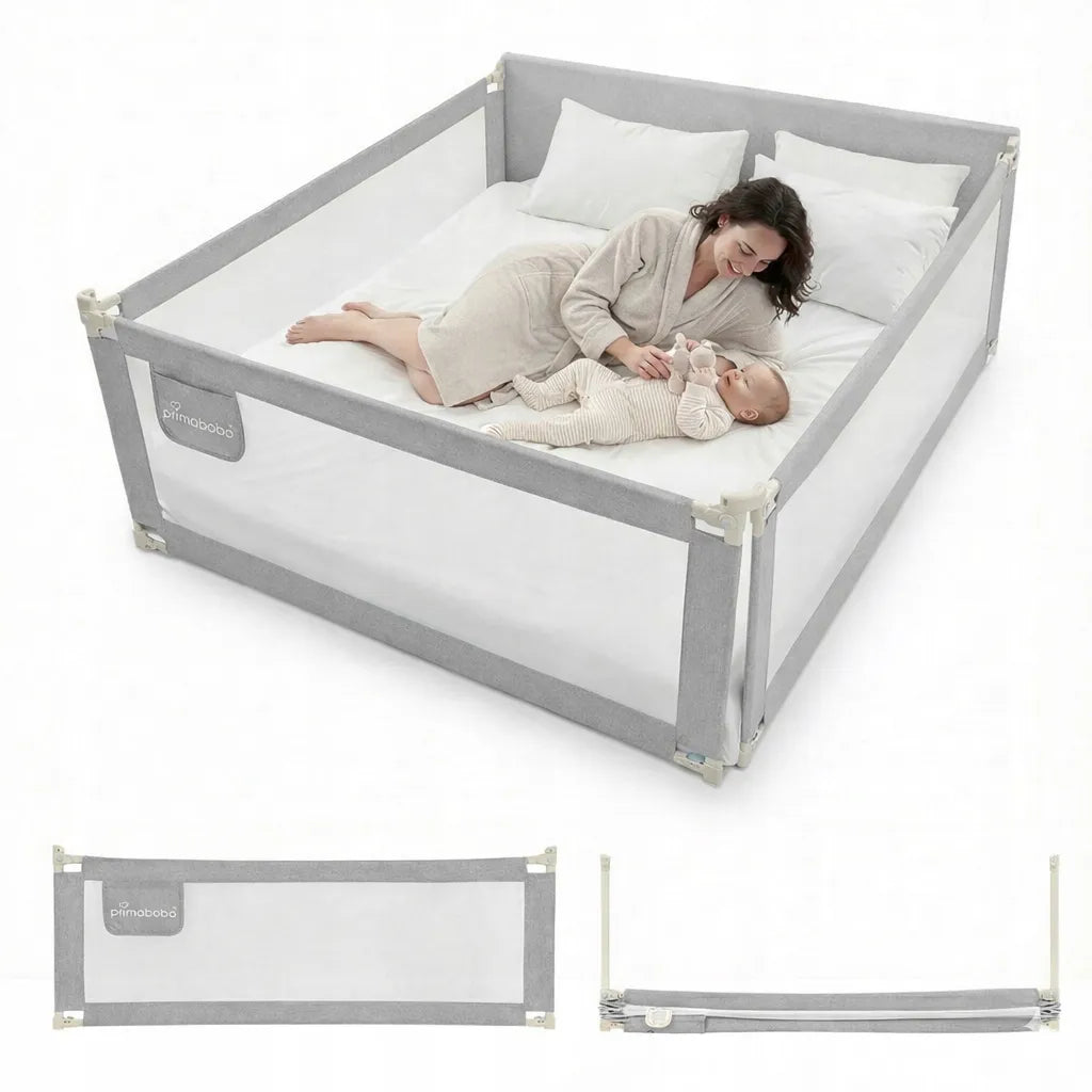 PRIMABOBO Apsauginis lovos barjeras CLASSIC 200x160cm 3 vnt. Sulankstomas PILKAS