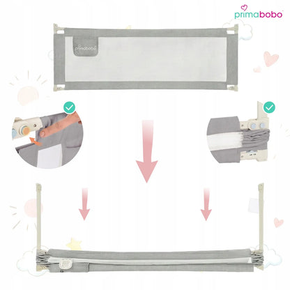 PRIMABOBO apsauginis lovos barjeras CLASSIC 3x200 cm, 3 vnt., sulankstomas, pilkas
