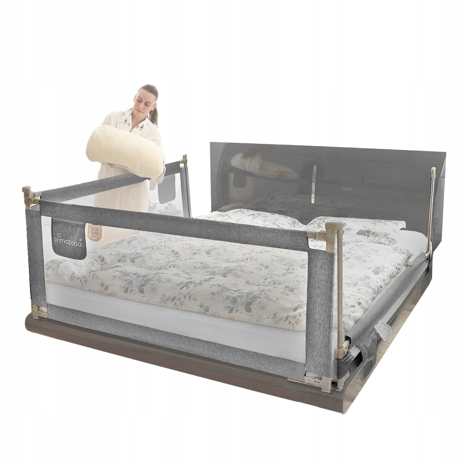 PRIMABOBO apsauginis lovos barjeras CLASSIC 3x200 cm, 3 vnt., sulankstomas, pilkas