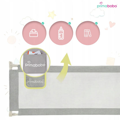 PRIMABOBO apsauginis lovos barjeras CLASSIC 3x200 cm, 3 vnt., sulankstomas, pilkas