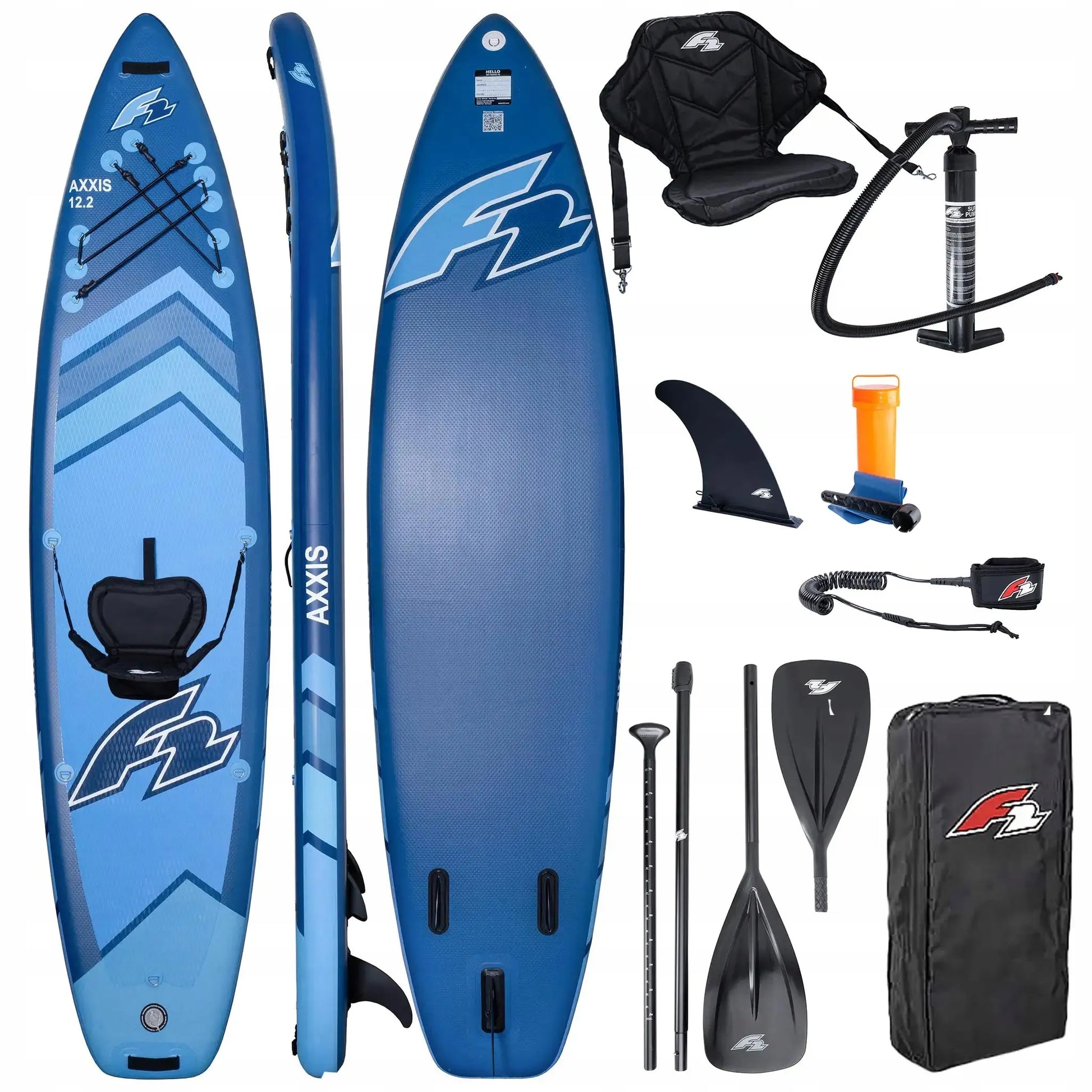 Pripučiama irklentė F2 Axxis 12'2" Navy Blue Combo su 2in1 irklu ir sėdyne